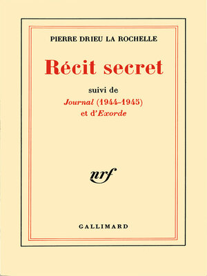 cover image of Récit secret / Journal (1944-1945) / Exorde